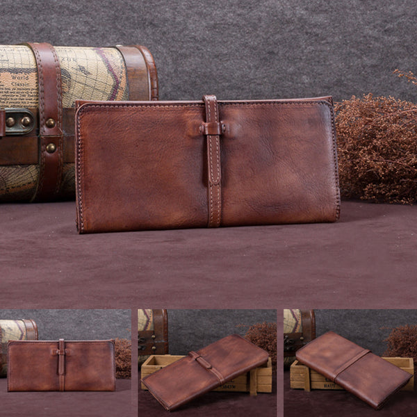 Handmade Leather Long Wallet Clutch Accessories Gift Women slim wallet