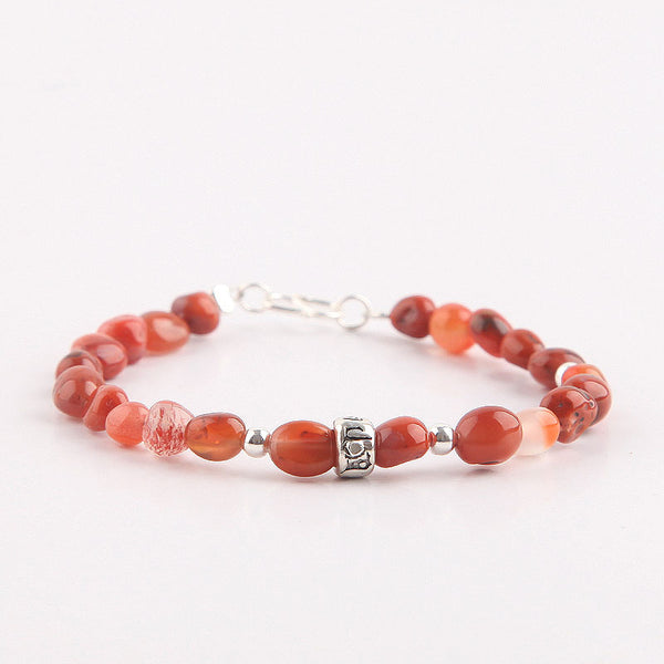 Handmade Red Agate Beaded Bracelets Gemstone Jewelry Accessories for Women chic