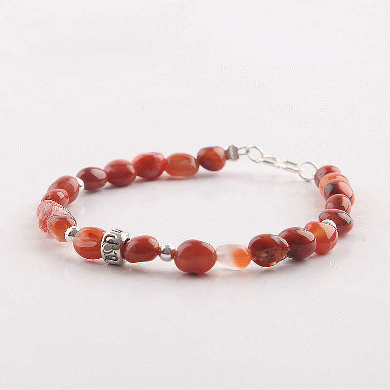 Handmade Red Agate Beaded Bracelets Gemstone Jewelry Accessories for Women cute