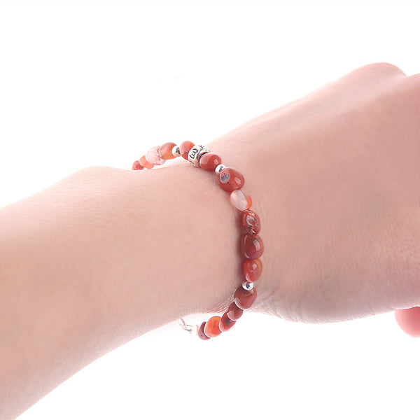 Handmade Red Agate Beaded Bracelets Gemstone Jewelry Accessories for Women elegant