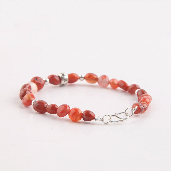 Handmade Red Agate Beaded Bracelets Gemstone Jewelry Accessories for Women