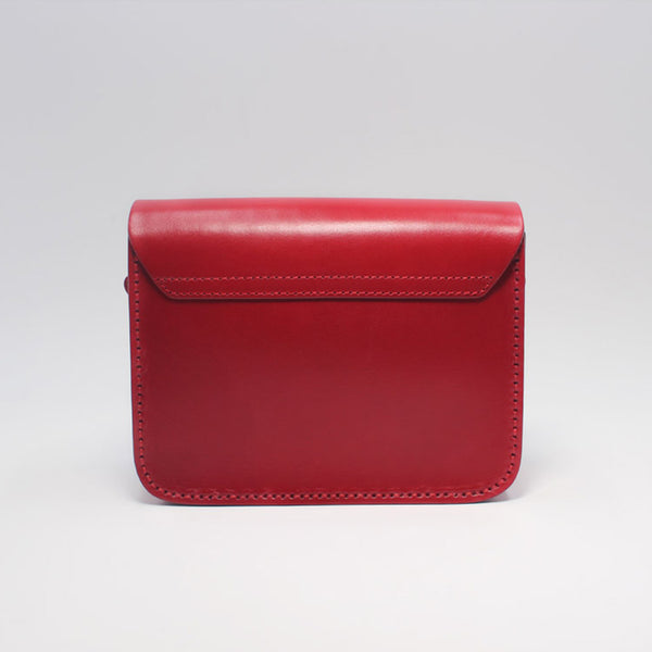 Handmade Small Vintage Leather Crossbody Shoulder Bags Purses Accessories Gifts Women red back
