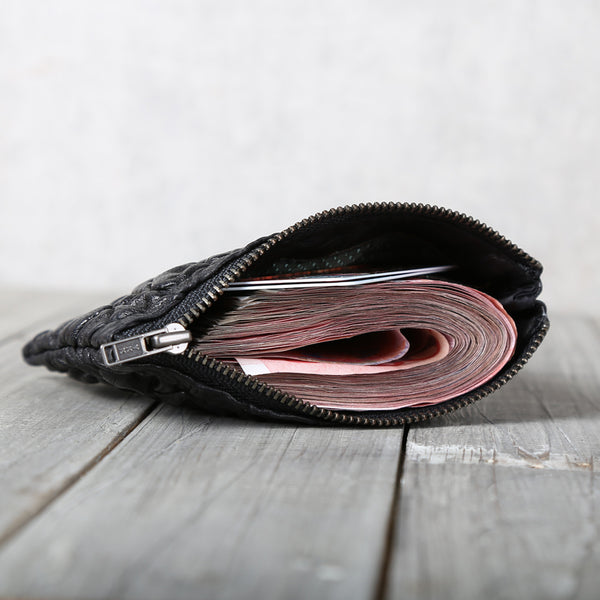 Handmade Soft Genuine Leather Wallets Clutches Accessories Women Men Unique
