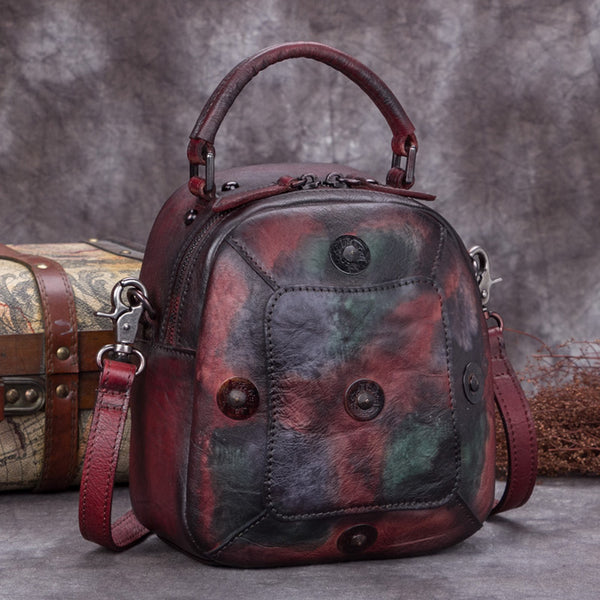 Handmade Vintage Genuine Leather Handbag Crossbody Shoulder Bags Purses Women Colored