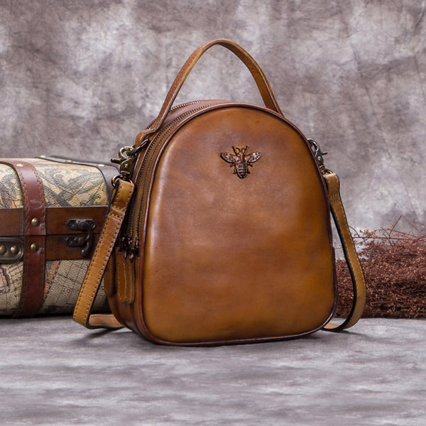 Handmade Vintage Genuine Leather Handbag Crossbody Shoulder Bags Purses Women brown