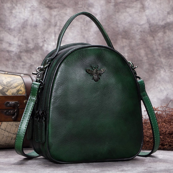 Handmade Vintage Genuine Leather Handbag Crossbody Shoulder Bags Purses Women green