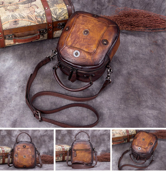 Handmade Vintage Genuine Leather Handbag Crossbody Shoulder Bags Purses Women nice