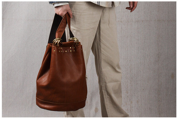 Handmade Vintage Womens Brown Leather Backpack Bag Purses Cool Backpacks for Women Affordable