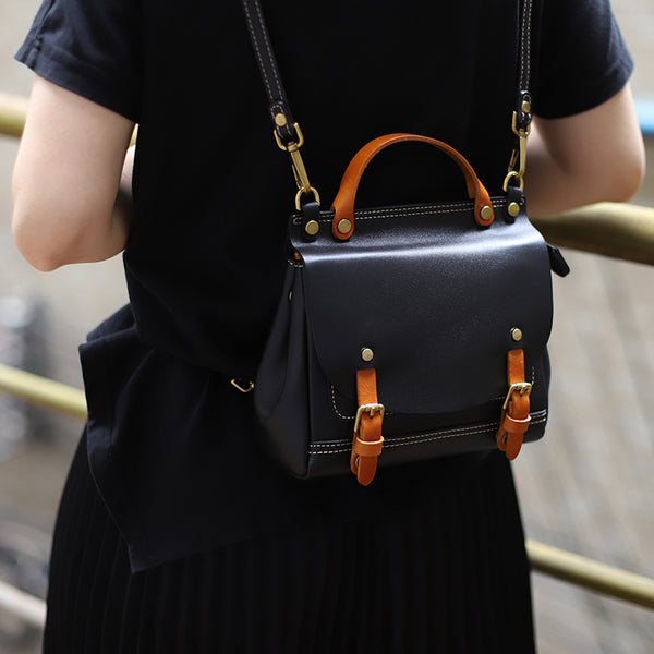 Handmade Women's Genuine Leather Satchel Backpack Purse Cross Shoulder  Bag For Women Beautiful