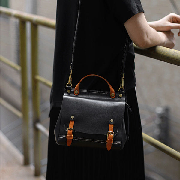 Handmade Women's Genuine Leather Satchel Backpack Purse Cross Shoulder  Bag For Women Chic