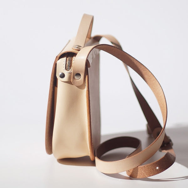 Handmade Women's Leather Crossbody Saddle Bag Small Purse for Women