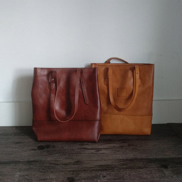 Handmade Womens Brown Leather Tote Bag Handbags Shoulder Bag Boutique
