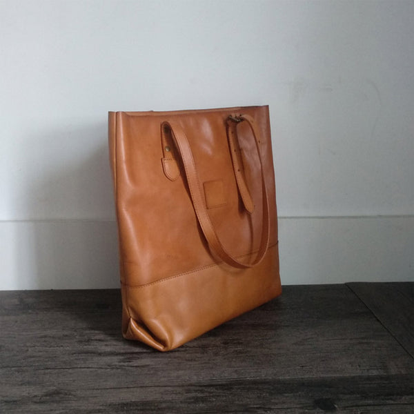 Handmade Womens Brown Leather Tote Bag Handbags Shoulder Bag Vintage