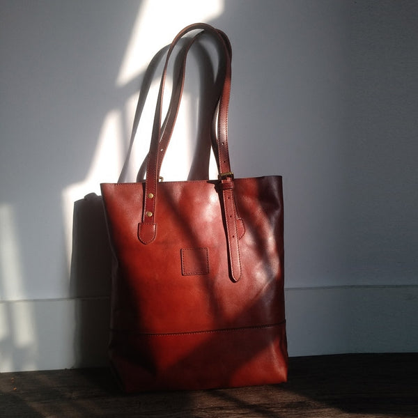 Handmade Womens Brown Leather Tote Bag Handbags Shoulder Bag beautiful