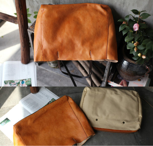 Handmade Womens Brown Leather Tote Bag Handbags Shoulder Bag for Women Designer