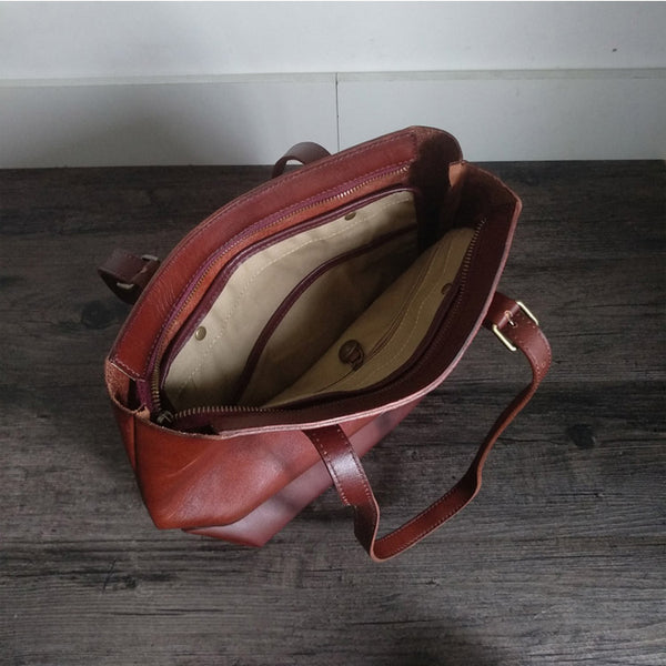 Handmade Womens Brown Leather Tote Bag Handbags Shoulder Bag gift