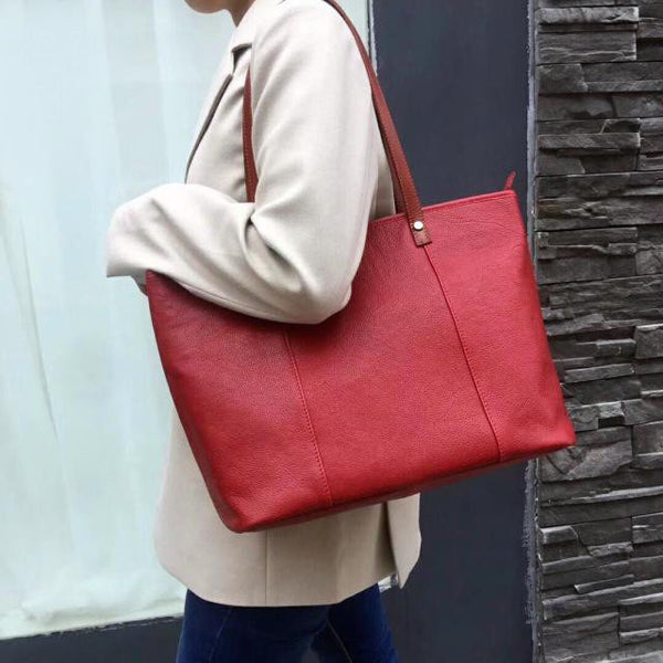 Handmade Womens Leather Tote Bags Purse With Zipper Closure Handbags For Women Chic