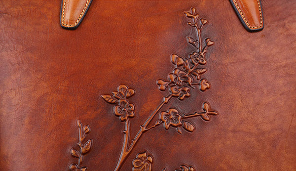 Handmade Womens Embossed Leather Tote Bag Shoulder Handbags For Women Genuine Leather