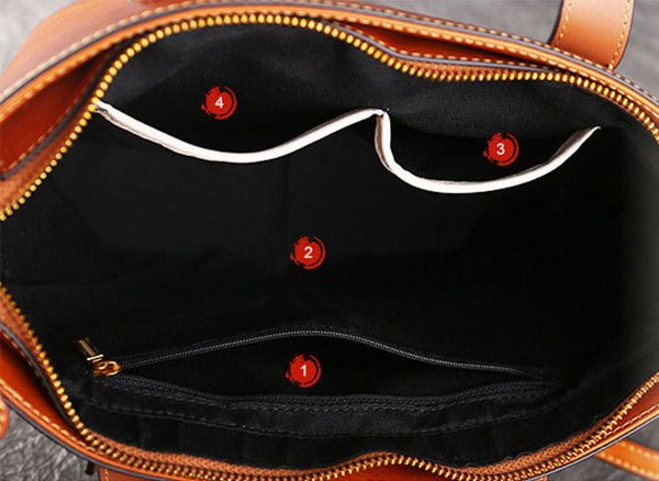 Handmade Womens Embossed Leather Tote Bag Shoulder Handbags For Women Inside