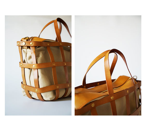 Handmade Womens Genuine Leather Tote Handbags Purse Cross Shoulder Bag for Women Details