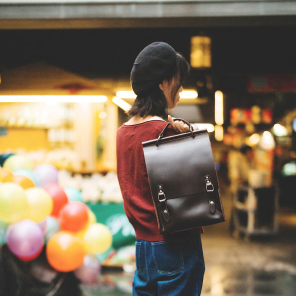 Handmade Womens Leather Backpack Bag Laptop Backpacks Book Bag Purse for Women Original