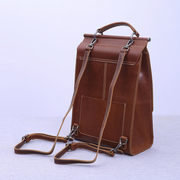 Handmade Womens Leather Backpack Bag Laptop Backpacks Book Bag Purse for Women cowhide