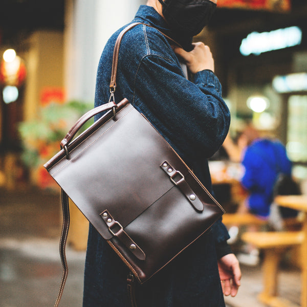Handmade Womens Leather Backpack Bag Laptop Backpacks Book Bag Purse for Women
