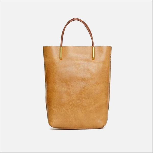 Handmade Womens Leather Work Tote Bag Handbags For Women Brown