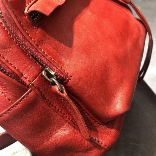 Handmade Womens Nice Leather Backpacks Small Rucksack Purse for Women Details