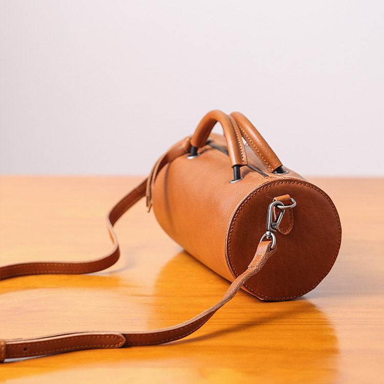 Mini Barrel Bag, Handmade Greek Leather Bag, Small Crossbody Bag, Real Leather Purse, Cylinder Purse, Mini Bag