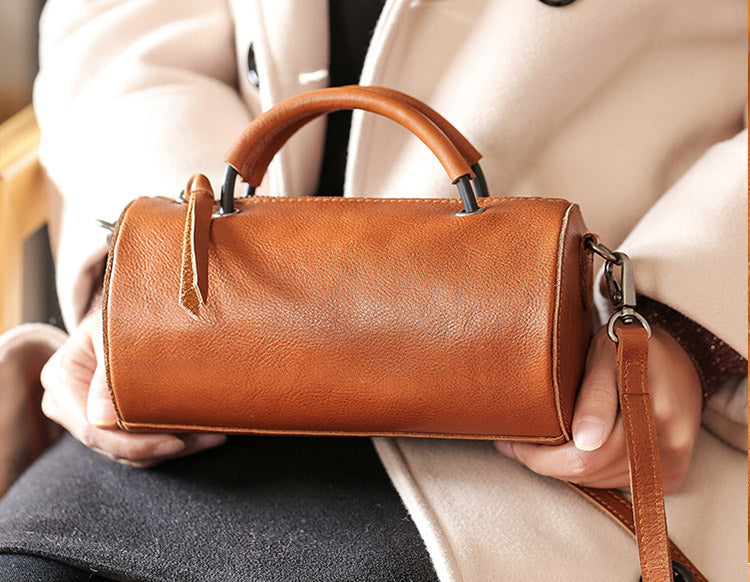 Mini Barrel Bag, Handmade Greek Leather Bag, Small Crossbody Bag, Real  Leather Purse, Cylinder Purse, Mini Bag