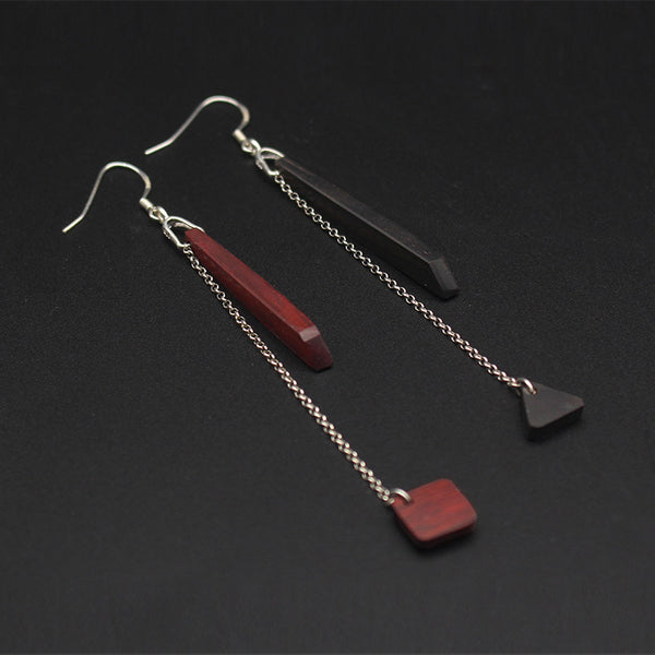 Handmade Wood and Sterling Silver Hook Dangle Earrings Unique Jewelry Accessories Gift for Women Men