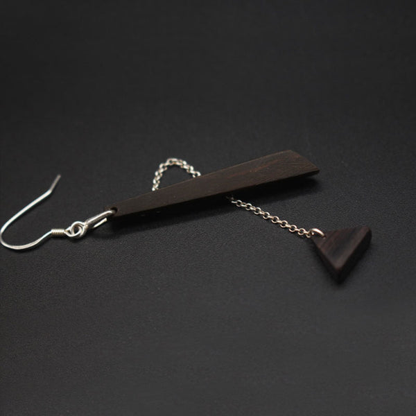 Handmade Wood Silver Hook Dangle Earrings Unique Jewelry Accessories Gift Women Men natural