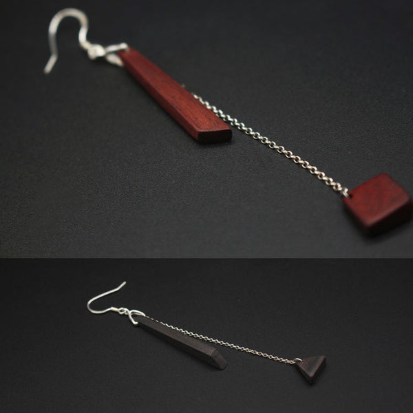 Handmade Wood Silver Hook Dangle Earrings Unique Jewelry Accessories Gift Women Men wonderful