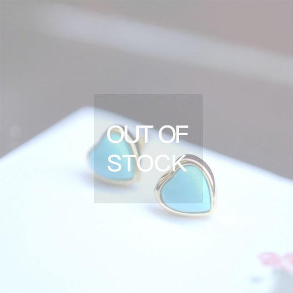Heart-shaped Turquoise Stud Earrings in 18K Gold Plated Sterling Silver Gemstone Jewelry Accessories Women