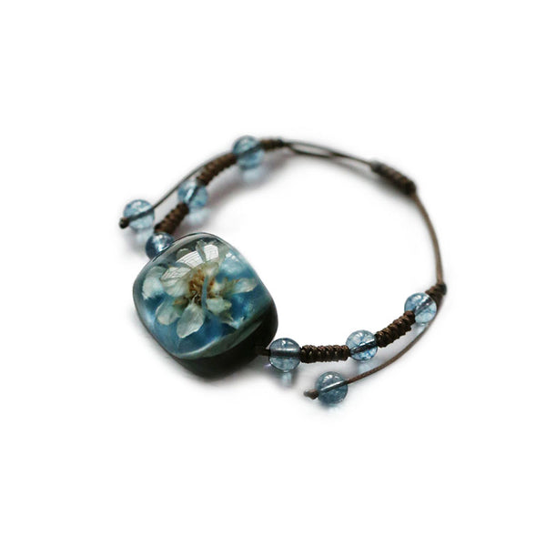Herbage Resin Bracelet Unique Handmade Jewelry Accessories Gifts Women blue