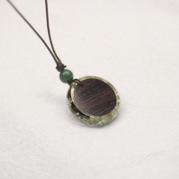 Herbage Wood Resin Unique Pendant Necklace Handmade Couple Jewelry Accessories Women Men cool