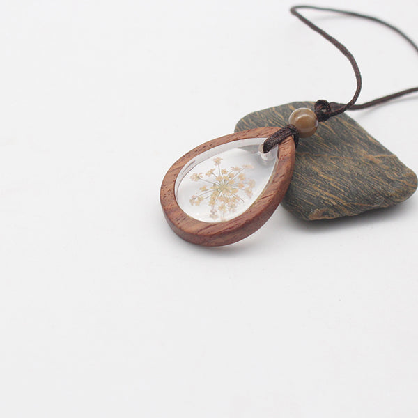 Herbage Wood Resin Unique Pendant Necklace Handmade Jewelry Accessories Gift Women nice