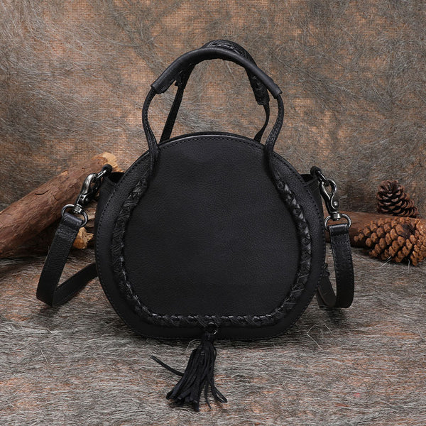 Hobo Leather Womens Fringe Crossbody Bag Purse Black