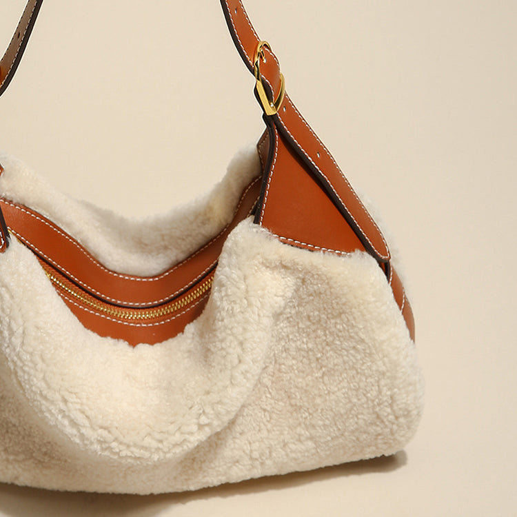 Women's Fluffy Faux Fur Hobo Handbag
