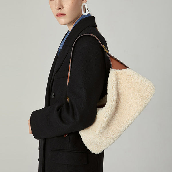 Hobo Womens Faux Fur Handbag Fluffy Shoulder Bag For Ladies Gift