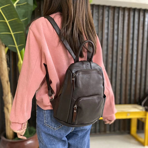 Ladies Anti Theft Leather Backpack Purse With Headphone Cable Hole Rucksack for Women Cool
