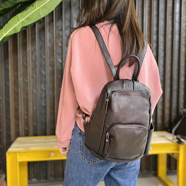 Ladies Anti Theft Leather Backpack Purse With Headphone Cable Hole Rucksack for Women Cute