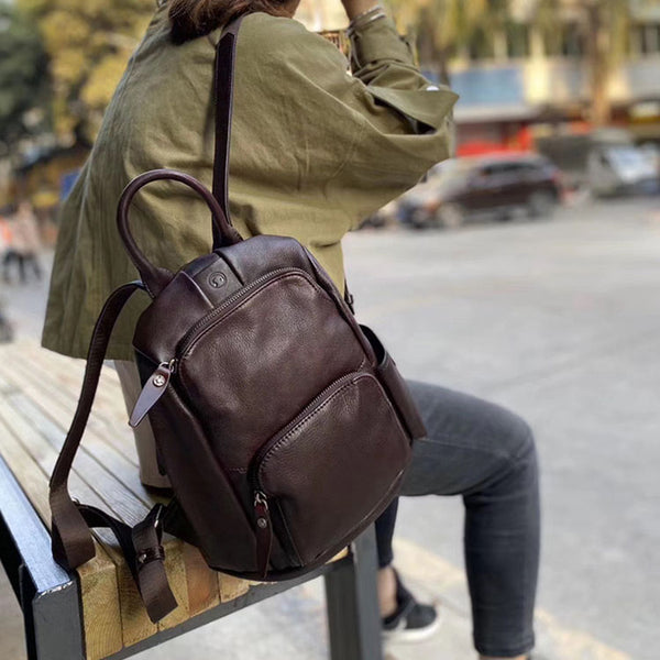 Ladies Anti Theft Leather Backpack Purse With Headphone Cable Hole Rucksack for Women Designer