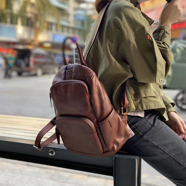 Ladies Anti Theft Leather Backpack Purse With Headphone Cable Hole Rucksack for Women Fashion