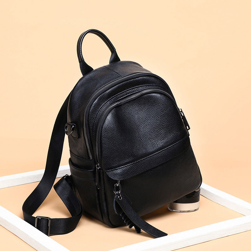 Western Floral Tooled Black Pebbled Leather Backpack Shoulder Book Bag —  Challenger