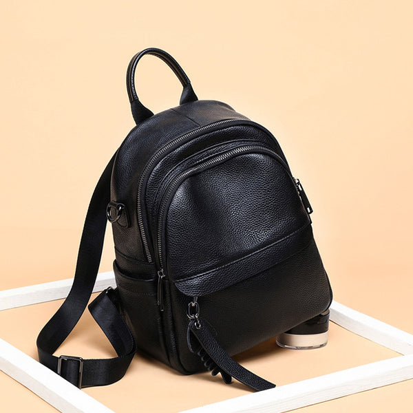 Ladies Black Leather Mini Backpack Purse Convertible Shoulder Bag Cute Backpacks For Women