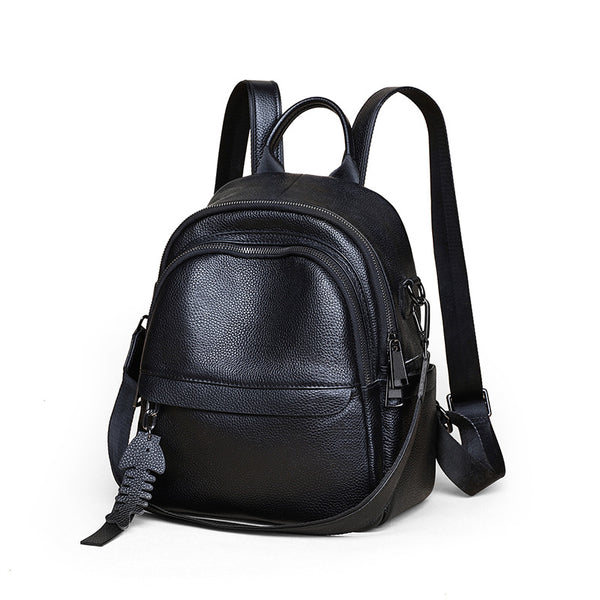 Ladies Black Leather Mini Backpack Purse Cute Backpacks For Women Classic