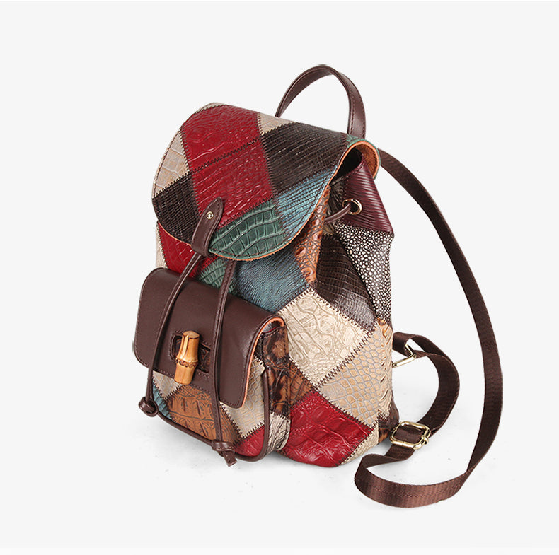 boho leather backpack purse Small Ladies Boho Leather Backpack Purse Leather Rucksack For Women