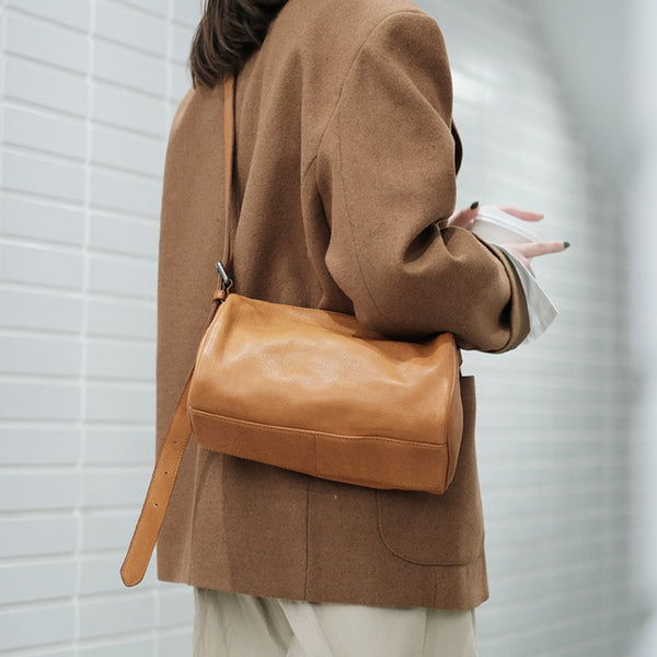 Ladies Brown Leather Crossbody Purse Shoulder Bag For Women